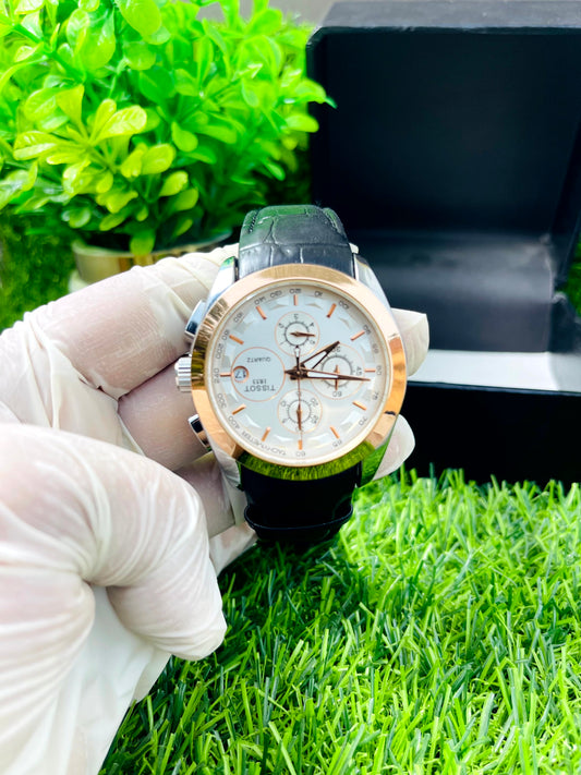 Tissot Wrist Watch - Leather Strap - Round Dial - Premium Quality Wrist Watch